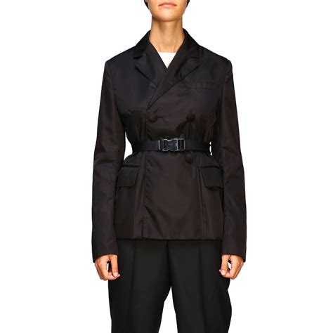 prada women leather jacket|Prada women's double breasted jackets.